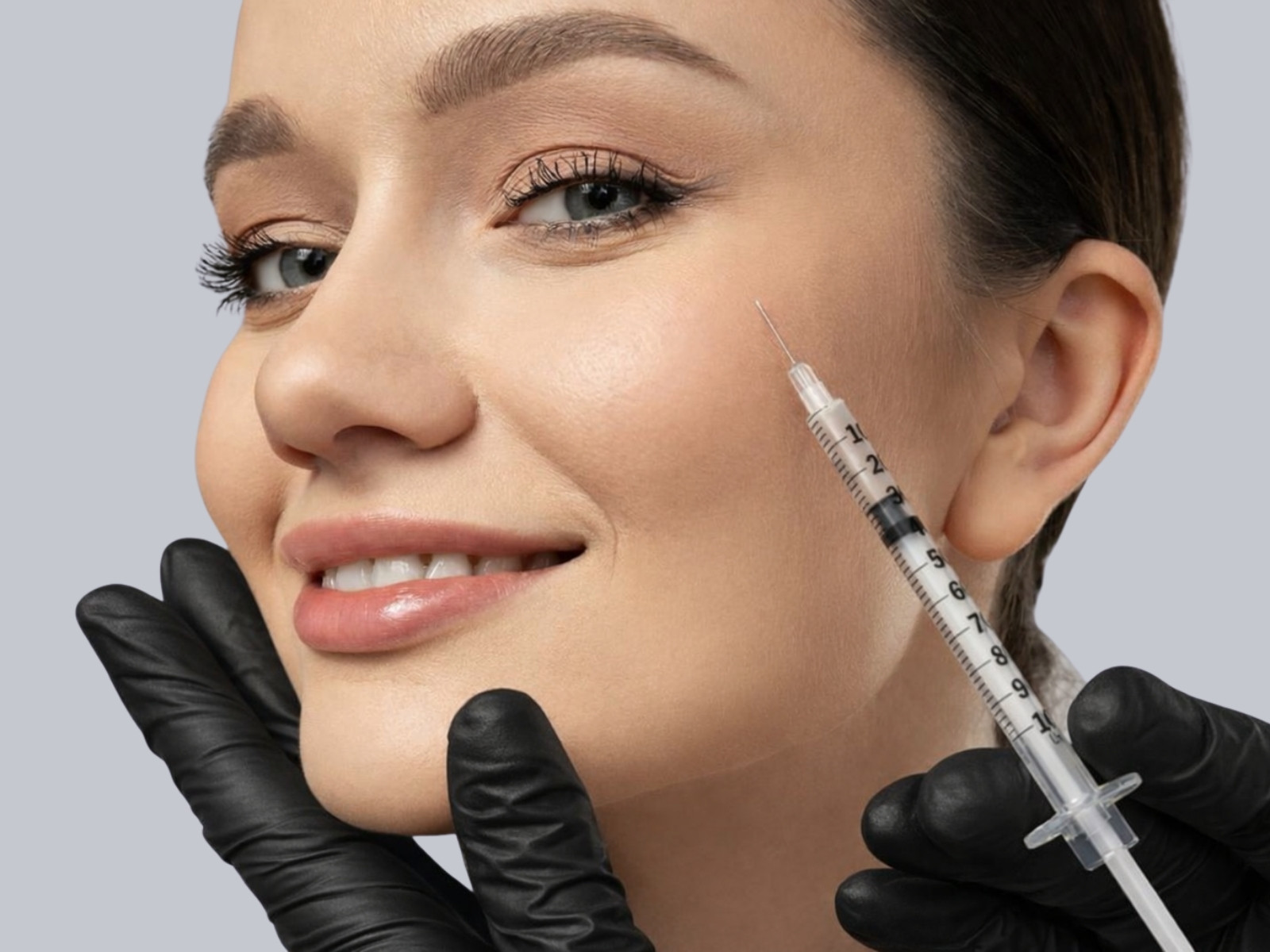 Seitliche Nahaufnahme einer Frau um die Augenpartie, Krähenfüße werden mit Filler sanft und natürlich behandelt in der ConceptYOU Clinic Zürich