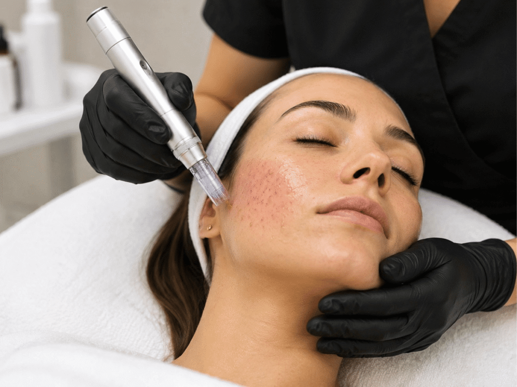 Moderne Microneedling Behandlung zur Verbesserung von Hautstruktur und Glow